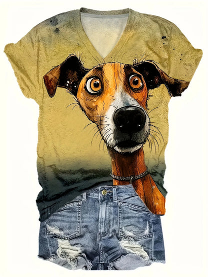 Shirt V-Ausschnitt (Cooler Hund)