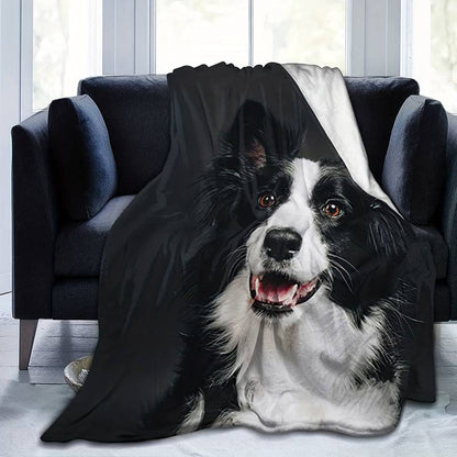Fluffy flannel blankets / bedspreads with various animal motifs (dog, wolf, etc.)