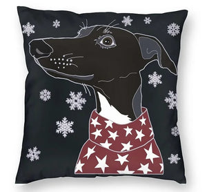 Cushion covers with various greyhound motifs