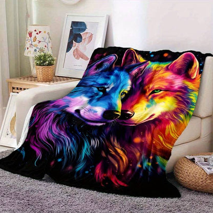 Flauschige Kuscheldecken Flanell / Tagesdecken diverse Tiermotive (Hund, Wolf, etc)
