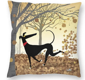 Cushion covers with various greyhound motifs