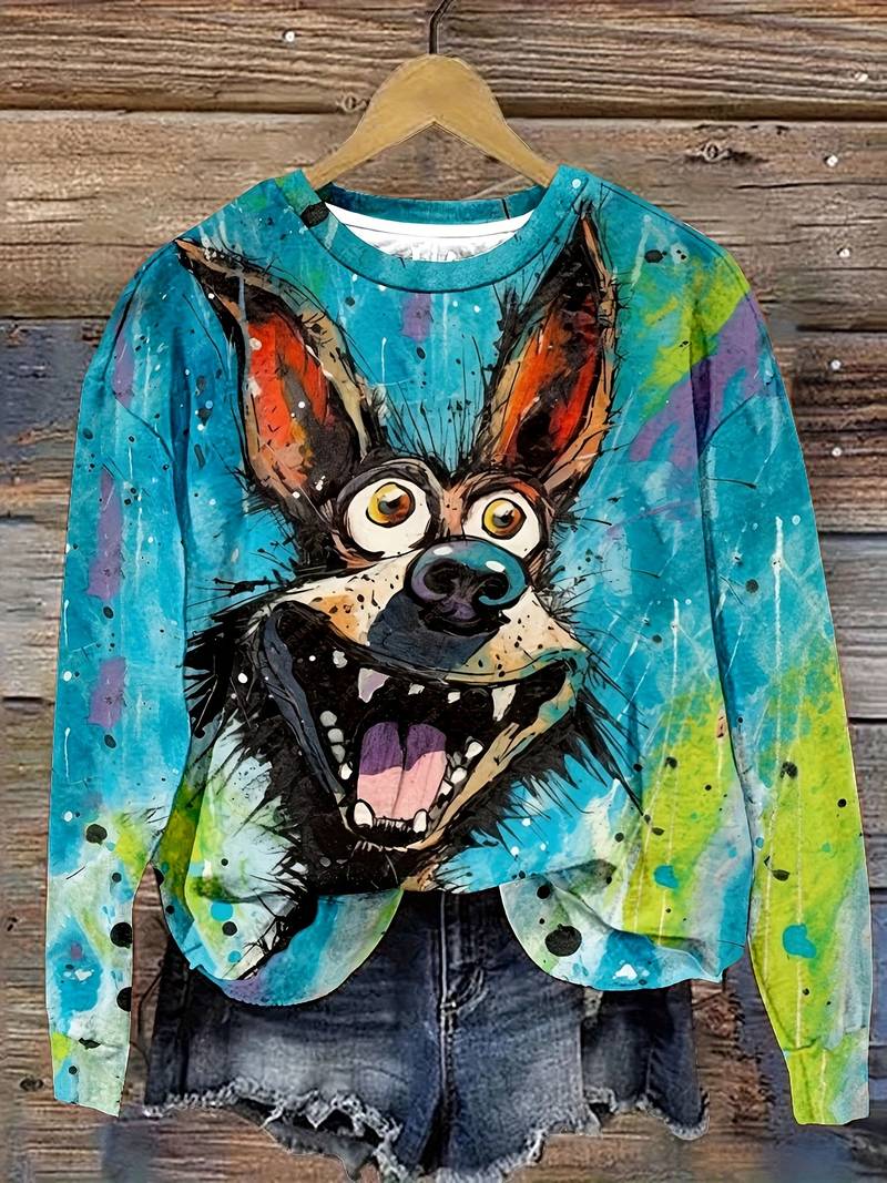 Dünnes Sweatshirt Rundhals (Wolfshund)